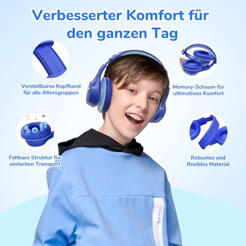 EarFun Bluetooth Kopfhörer Kinder, 5 LED Beleuchtungsmodi, und AUX Kabel – Ansicht 5