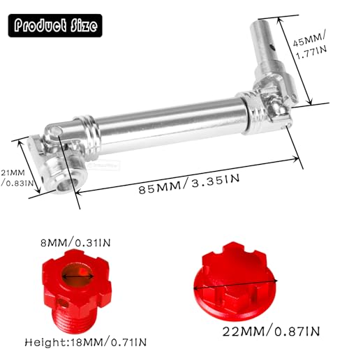 Image of RcarmumbWow Driveshafts Axles Upgrades Part for 1 /10 WideMaxx (Not for Shorter Factory Arms),#45 Steel Front Rear Drive Shafts CVD 4pcs,w /Wheel Hex Nuts,Replace #8996X,Silver & Red