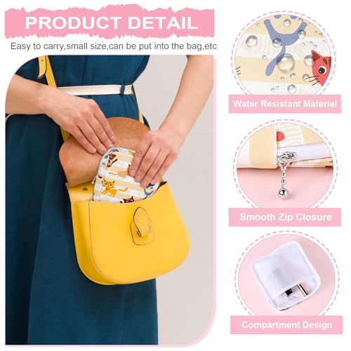 Image of Period Bag Pouch Soft Cloth Sanitary Napkin Storage Bag Portable Menstrual Pad Pouches Tampon Holder for Purse First Period Kit for Girls 9-12 (Black Striped Dog)