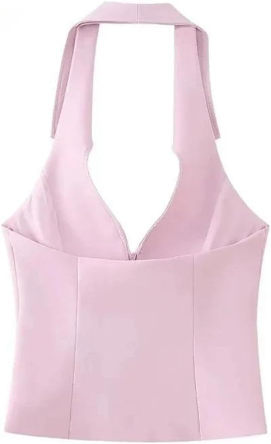 Women's Set Hanging Neck V Neck Tank Top Zipper Solid Color Short Skirt Pants Casual Set