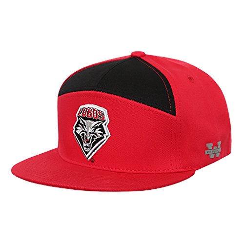 University of New Mexico Lobo Louie NCAA 7 Panel Flat Bill Snapback Baseball Cap Hat Red