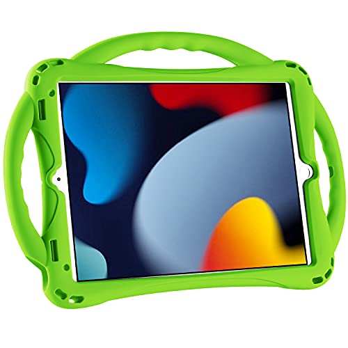 Image of Kid's Case for iPad 9th /8th /7th Generation 10.2 Inch, Built-in Handle Stand, Comes with a Strap, Silicone Shockproof Case (Green)