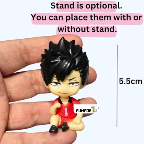 Image of FUNFOB Haikyuu Action Figure Set of 4 | Chibi Size -5.5cm | Collectible for Anime Fans PVC Multicolour | Haikyuu White Stand