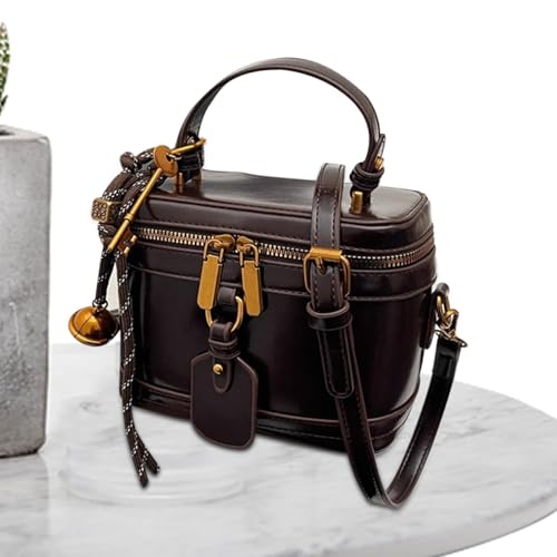 Bolsa de hombro cuadrado, bolsa de caja cuadrada retro   Bolso de hombro retro de cuero PU para mujeres,Topeador de cosméticos del día de la madre de cumpleaños de manejo con correa extraíble para cit