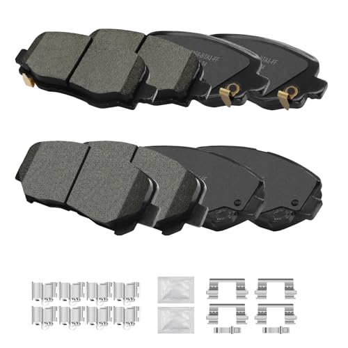 Texunoze Ceramic Disc Brake Pads Kits Front and Rear, Fit for 2015 2016 2017 Chrysler 200, 2018 2019 2020 2021 2022 Jeep Cherokee (D1640A+D1734)