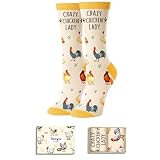 HAPPYPOP Crazy Chicken Lady Gifts - Funny Chicken Socks for Mom Animal Lovers Birthday Gifts for Women