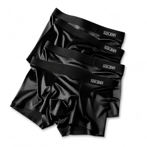 2026 New Ice Silk Satin Men&rsquo;s Boxer Briefs,Seamless Underwear 4-Pack