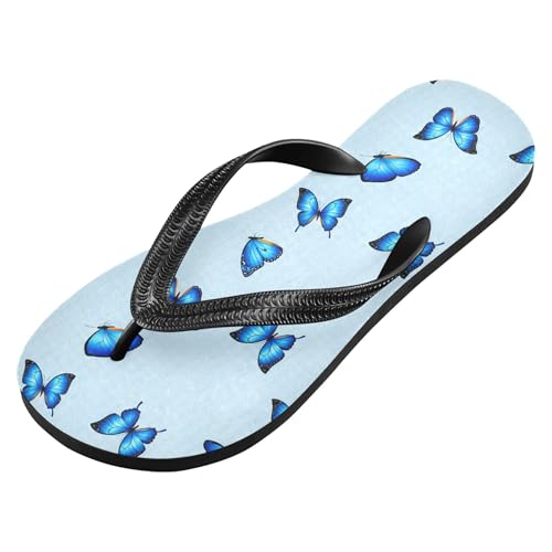 Burbuja Butterflies on Blue Flip Flops for Women Men, Soft Thong Sandals Rubber Slippers for Pool Beach Essentials2