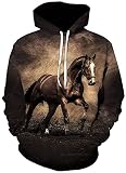 Generie GIOSG Unisex Hoodies 3D Horse Print Galaxy Pullover Hooded Sweatshirt Hoodies with Big Pocke