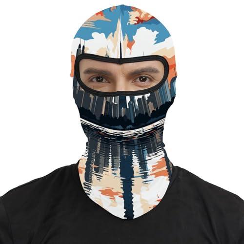 Pasamontañas para hombres y mujeres con impresión de Chicago Skyline, máscara facial térmica para clima frío, equipo para motocicleta, máscara de esquí de invierno para mujeres y hombres miniatura 2