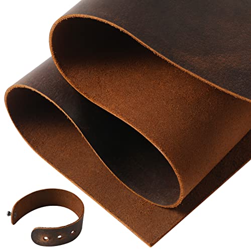 Image of RingSun Genuine Leather Sheets for Crafts 12''X24'' Full Grain Leather Tooling Leather (2mm) Thick Cowhide Leather Pieces Square, Red Brown