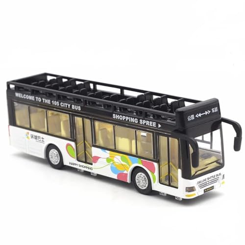 Image of Diecast Alloy Metal Long Sight View Double Decker Bus Open Door Light & Music Model Pull Back Long Bus Toys for Boy Kids