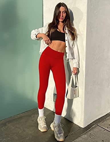 Buttery Soft Leggings For Women - High Waisted Tummy Control No See Through Workout Yoga Pants(Red,Small-Medium) #TOP3