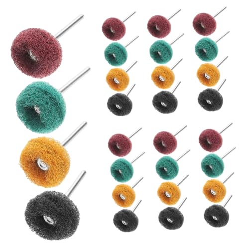 SOLUSTRE 40pcs Abrasive Buffing Wheel Kit T-Type Fiber Wheel Polishing Grinding Nylon Wire Drawing Heads for Drill Attachment