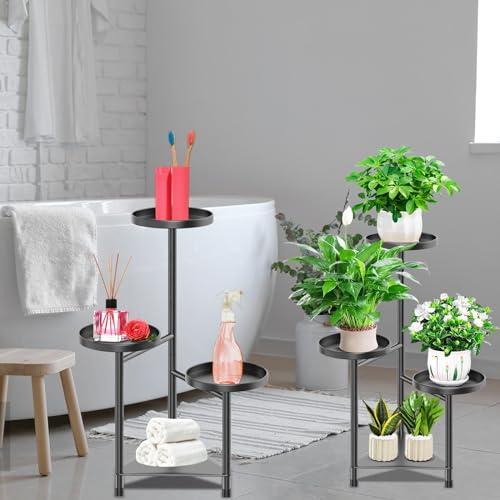 KHayRovies Porte plante interieur support plantes etagere plante, 4 niveaux noir supports de pots de fleurs exterieur, Étagère à Fleurs Métal tabouret plante pour Maison Balcon Jardin – vue 8