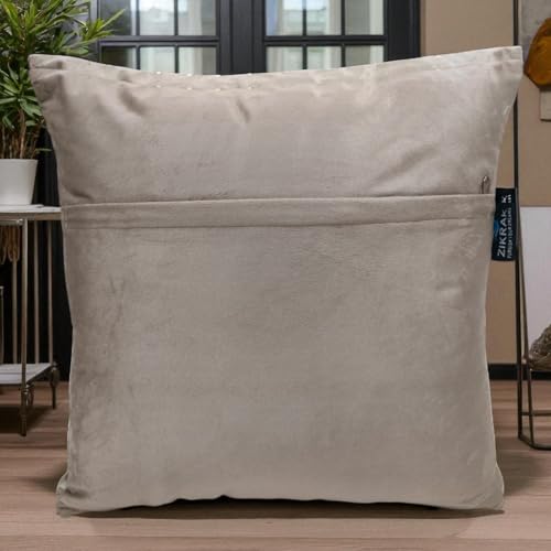 Image of Home Velvet Cushion Cover with Golden Stripes, Aqua Pack of 5, 16x16 to 26x26 Inch (Mouse /Black, 16x16in)
