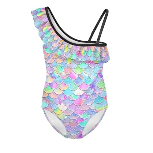 Image of Girls One Piece Swimsuit Ruffled Halter Bathing Suit with Adjustable Strap Beach Sport Swimwear for 3-14 Years