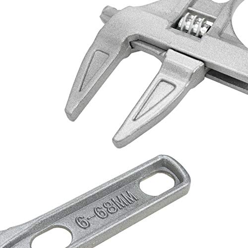 Honjie Adjustable Wrench,Flat Mouth Adjustable Spanner 6-68Mm Spanner Short Shank Wrench Aluminum Alloy Repair Tools For Bathroom Tube Nut Disassembly #TOP1