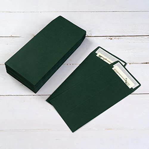 100 Pack Cash Envelopes #7 Coin Envelopes Self Seal For Money Saving, Cash, Budgeting, Check, Gifts Cards, 3 1/2 X 6 1/2 Inches (Dark Green) #TOP3