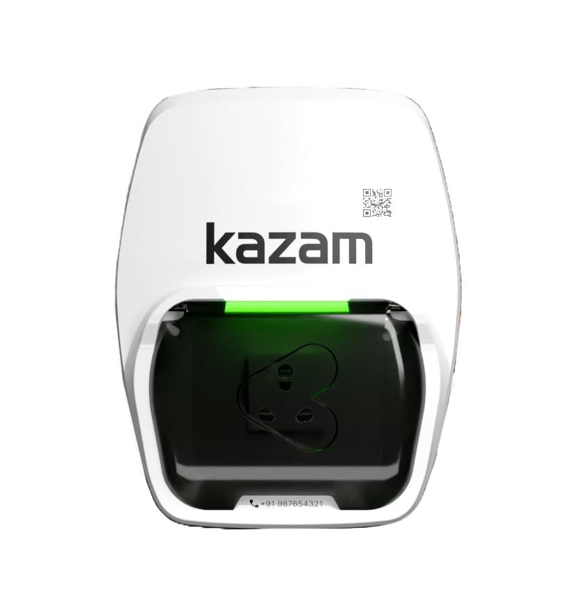 Image of 3.3kW Kazam EV AC Charger | Free Installation at Home | App and Bluetooth Control | NABL Certified | IP54 Waterproof | 1 Year Free Warranty | 10+ Safety Layers | Kazam Zip Mini