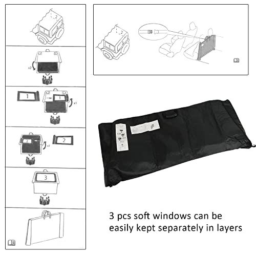 Image of D-Lumina Soft Top Window Storage Bag - Compatible with Jeep Wrangler JL JLU Sports Sahara Freedom Rubicon Unlimited & Gladiator JT 2 /4 Door 2018-2024 2025, Replace OEM 68358392AC