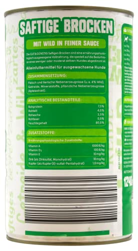 Edeka Gut & Günstig Saftige Brocken mit Wild in feiner Sauce, 6er Pack (6 x 1,24 kg)