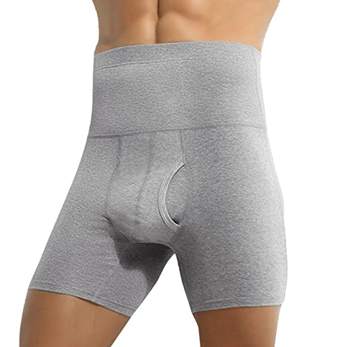 Ropa interior con control de abdomen para hombre, adelgazante, sin costuras, de compresión, cintura alta, ropa interior deportiva, faja para el vientre, calzoncillos tipo bóxer que absorben la