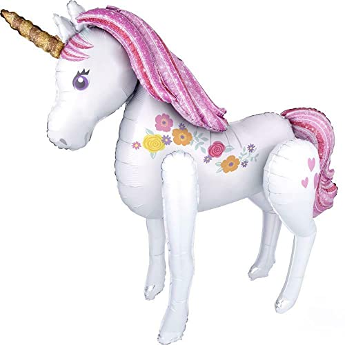 Ballon licorne géant debout 116 cm sans hélium stable pour déco sol