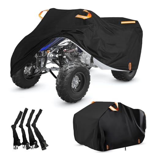 INEZARI ATV Cover Waterproof Outdoor Heavy Duty, 300D Oxford 4 Wheeler Cover for Yamaha Grizzly Raptor 350 700R YFZ 450R Polaris Sportsman 450 500, Quad Cover with Lock Buckles All Weather Protection