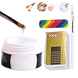 ❤ 【Fibra de vidrio uñas kit completo】: fibra de vidrio uñas kit que contiene 15 ml de gel fibra de vidrio para uñas y 1 pinceles para uñas y nail forms 100 piezas y 3 limas de uñas, uñas de gel kit completo que satisfará tus necesidades de bricolaje, crea un colorido diseño de uñas. .