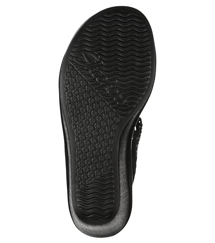 Skechers Cali Women's womens Rumble on - Sassy Dayz Wedge Sandal, Black/Black, 8 US