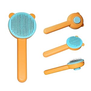 Self Cleaning Brush for Cats and Dogs.Cat Brushes for Indoor Cats.Pet Grooming Self Cleaning Brushes for Cats & Dogs.Pet Grooming Brush Tool Gently Removes Loose Undercoat.(Yellow Bear).