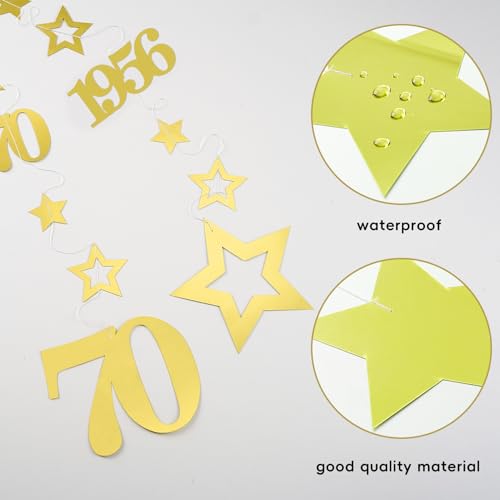 Image of Eucutur Gold 70th Birthday Decorations for Men Women, Pre-Strung Glitter Twinkle Number 70 Years Old Vintage 1956 Hanging Streamer Banner Party Supplies, Cheers 70th Birthday Anniversary Decor