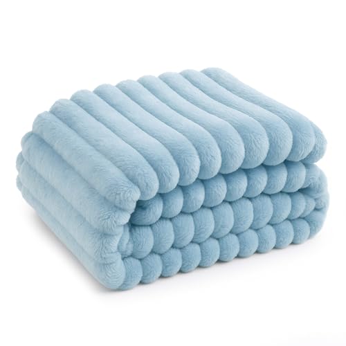 Bedsure GentleSoft Blue Fleece Blanket for Couch - Cozy Soft