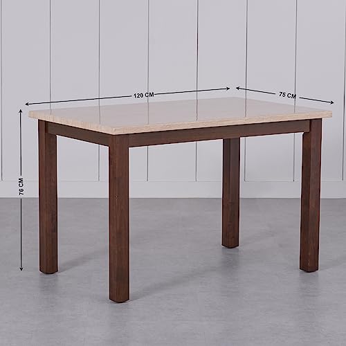 Image of Home Centre Harmony Sia Rubber Wood 4-Seater Dining Set with Chairs - White