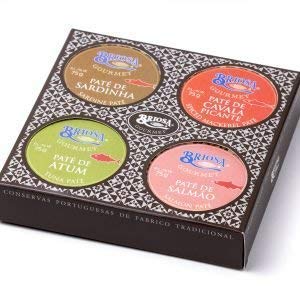Briosa Gourmet Caja surtida 4 Pescado Paté de atún Paté Paté de salmón Paté de sardina Paté de caballa - 1 x 300 gramos