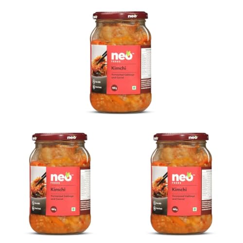 Image of Neo Kimchi I Fermented Indian Cabbage & Carrot 460g I 100% Plant Based I Made in India I Ready to Eat Pickle I Healthy Food I Enjoy with Ramen Noodles, Kimchi Noodle, Korean Rice & Snacks I Probiotic-Rich Side Dish I 460g