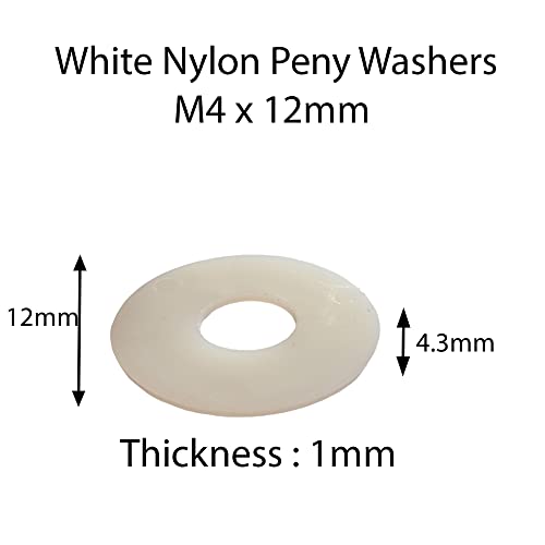 M4 x 12mm Nylon White Penny Washers Fender Repair Washer Mudguard DIN 9021 (Pack of 20) - Image 2