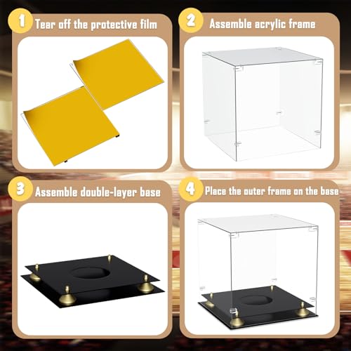 Image of KKU Acrylic Basketball Display Case, Clear Full Size Basketball Case Display, Double Tier Black Basketball Display Stand for Autographed Basketball Display (Watch The Video to Assemble)
