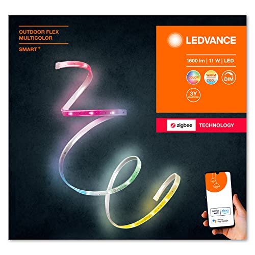 LEDVANCE Smarter Outdoor Lightstrip, LED Streifen mit ZigBee und IP65, 5m Länge, warmweiß bis tageslicht (2000K-6500K), RGB Farbwechsel (16 Mio Farben), kompatibel mit Alexa, SMART+ FLEX