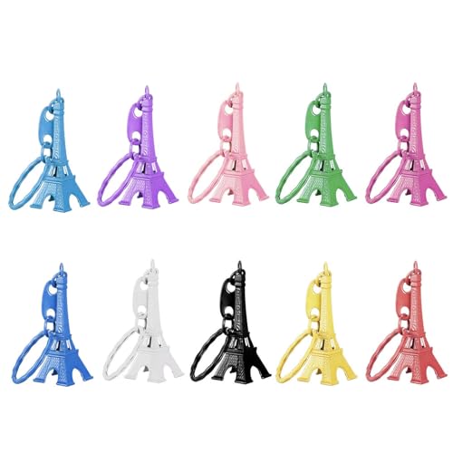 10 Pièces Porte-Clés Tour Eiffel Pairs Souvenir de France Mini Pendentif Tour Eiffel de Paris Porte-Clés Rétro Souvenir Sac À Main pour Fêtes et...
