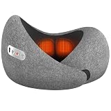 Splbgna Travel Neck Pillow 3 in 1 with Heating and Massage, Memory Foam Cervical Pillow, 360º Ergonomic Design, Asymmetrical Sides Wireless Portable for Airplane Car Office, Skin-Friendly Cover