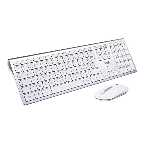 WE Bundle Tastatur Maus, kabellos, wiederaufladbar, 2,4 G, BT Weiß