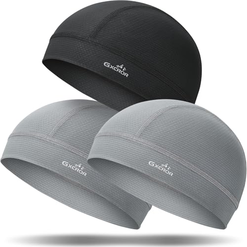 Image of GXCROR 3 Pack Cooling Skull Cap with Sweat-Wicking & Anti-Odor Technology Quick-Dry Helmet Liner for Cycling Motorcycle