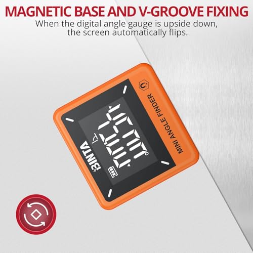 Image of BINTA Digital Angle Finder Magnetic, Rechargeble IP54 Waterproof Dustproof Small Digital Angle Gauge Inclinometer, Portable Backlight Measuring Tool for Woodworking Construction Machinery DIY Orange