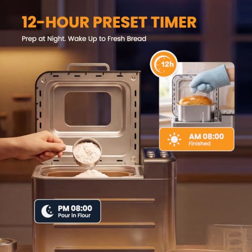 Image of NEWBULIG 21-IN-1 Bread Maker, Automatic Bread Machine, Stainless Steel