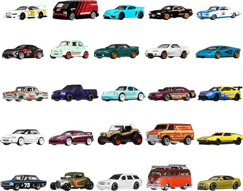 Hot Wheels Boulevard 25-Car Factory Set, 25 Premium 1:64 Scale Die-Cast, Metal/Metal Body & Chassis, RealRiders Tires