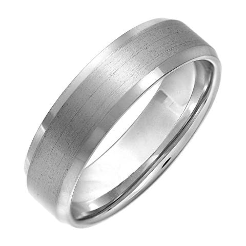 Theia Titanium Flat Court Shape Matt Centre Polished Bevel Edges 6mm Ring - Size Q Cover