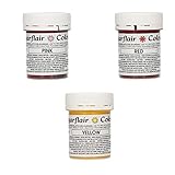 Colores Rosa, Rojo, Amarillo, 35g cada color