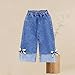 Toddler Girls 3D Bow Wide Leg Jeans - Casual Stretchy Elastic High Waisted Bell Bottom Cute Denim Pants for 1-8 Years
